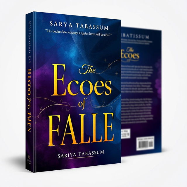 A 3D paperback book cover design for the novel 'The Echoes of Fallen' by Sariya Tabassum