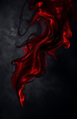 A dramatic portrayal of passion represented as a dark flame, swirling with deep reds and blacks, symbolizing blood and desire