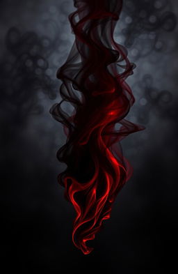 A dramatic portrayal of passion represented as a dark flame, swirling with deep reds and blacks, symbolizing blood and desire