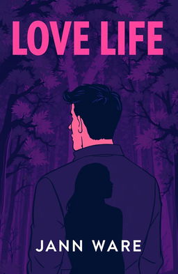 A modern book cover illustration featuring a man with an expressive face, appearing confused about his love life