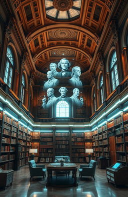 A beautiful archive room that combines classical and futuristic design elements