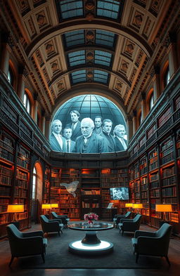 A beautiful archive room that combines classical and futuristic design elements