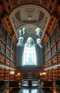 A beautiful archive room that combines classical and futuristic design elements