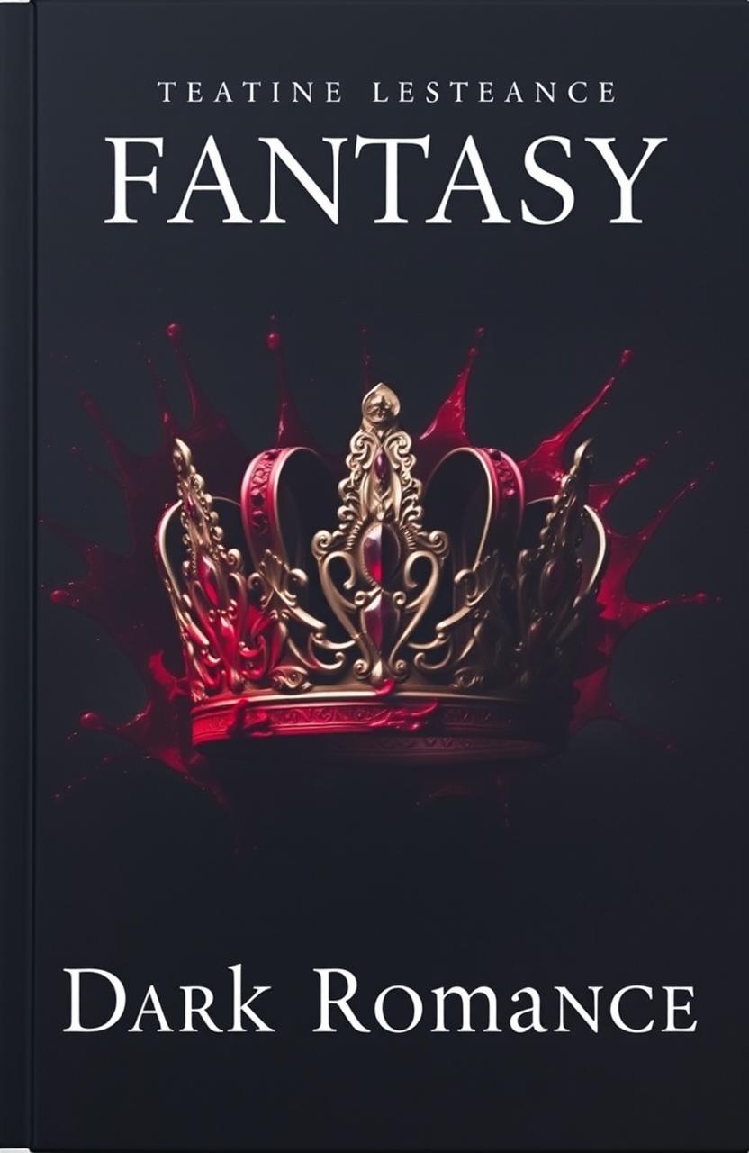 A captivating book cover for a fantasy dark romance novel, featuring a beautifully crafted crown adorned with intricate designs and gems, positioned in the center of the image