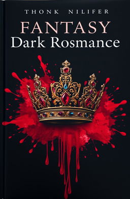 A captivating book cover for a fantasy dark romance novel, featuring a beautifully crafted crown adorned with intricate designs and gems, positioned in the center of the image