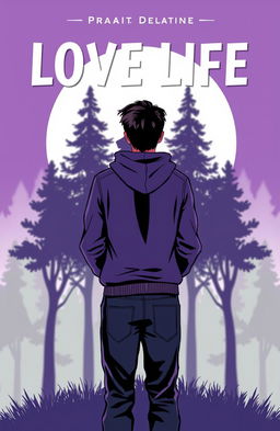 A modern illustration for a book cover depicting a man facing backwards, looking confused about his love life