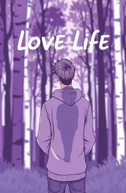A modern illustration for a book cover depicting a man facing backwards, looking confused about his love life