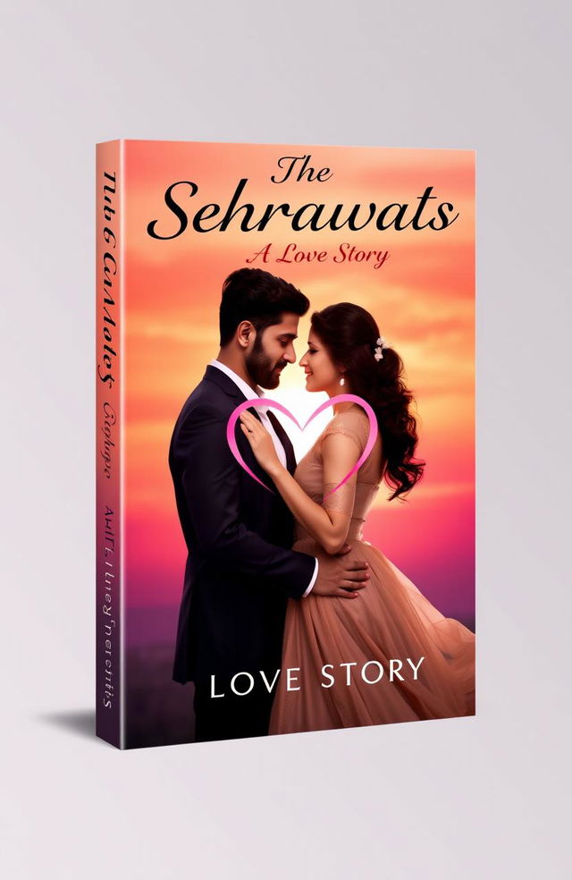 A romantic book cover design featuring a couple named The Sehrawats