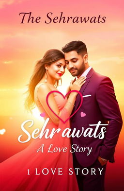 A romantic book cover design featuring a couple named The Sehrawats