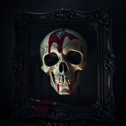 A gothic dark romance scene featuring a prominently displayed skull, intricately designed with detailed features