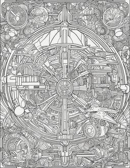 Adult coloring page featuring intricate designs of Star Wars motifs including Millennium Falcon, TIE fighters, Death Star, Stormtroopers, droids, and Jedi symbols