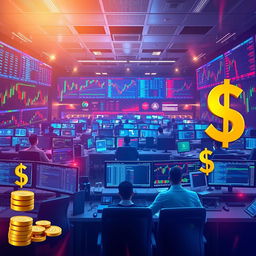 A captivating digital artwork representing forex trading, showcasing a blend of financial charts like candlestick patterns and line graphs, highlighting major currency pairs such as USD/JPY and EUR/GBP