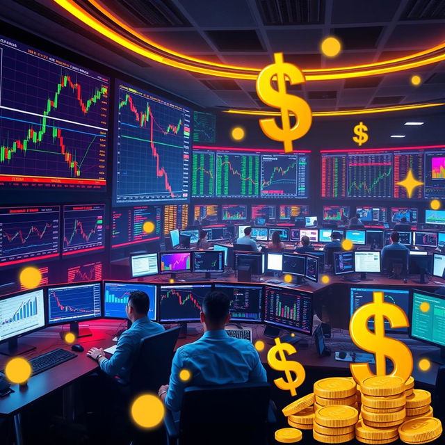 A captivating digital artwork representing forex trading, showcasing a blend of financial charts like candlestick patterns and line graphs, highlighting major currency pairs such as USD/JPY and EUR/GBP