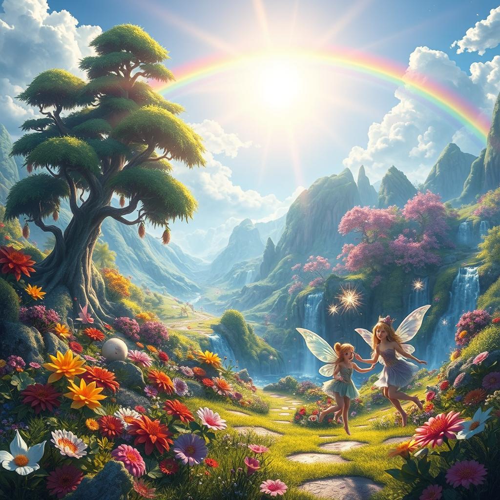 A vibrant and enchanting scene capturing a joyful day in a magical realm