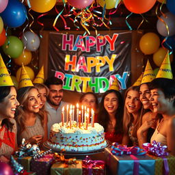 A vibrant and festive birthday scene celebrating a special occasion