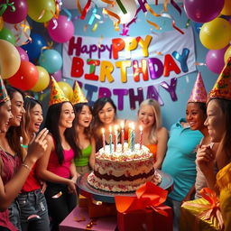 A vibrant and festive birthday scene celebrating a special occasion