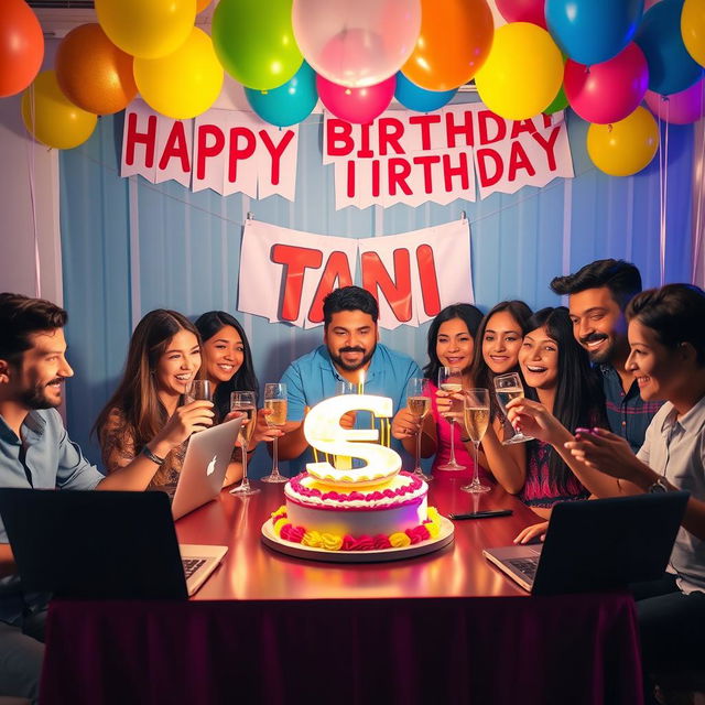 A vibrant and festive birthday celebration for Tani, who is a forex trader