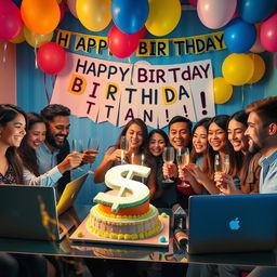 A vibrant and festive birthday celebration for Tani, who is a forex trader