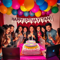 A vibrant and festive birthday celebration for Tani, who is a forex trader