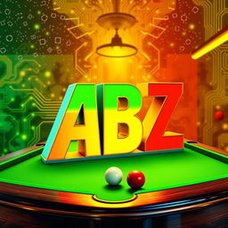 A captivating logo featuring the letters 'ABZ' prominently placed on a billiard table, designed with custom 3D stereo effects