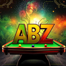 A captivating logo featuring the letters 'ABZ' prominently placed on a billiard table, designed with custom 3D stereo effects