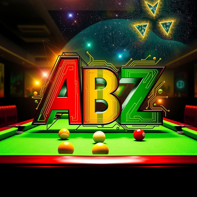 A captivating logo featuring the letters 'ABZ' prominently placed on a billiard table, designed with custom 3D stereo effects