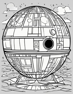 Minimalist Star Wars-themed coloring page featuring the Death Star.