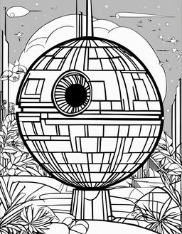 Minimalist Star Wars-themed coloring page featuring the Death Star.