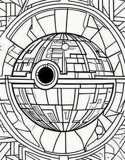 Minimalist Star Wars-themed coloring page featuring the Death Star.