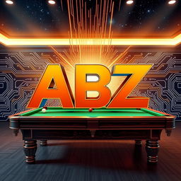 A striking logo featuring the letters 'ABZ' prominently displayed on a billiard table