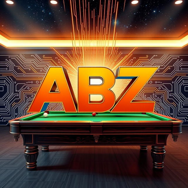 A striking logo featuring the letters 'ABZ' prominently displayed on a billiard table