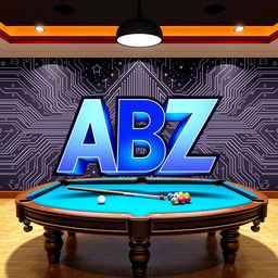 A striking logo featuring the letters 'ABZ' prominently displayed on a billiard table