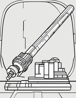 Minimalist Star Wars-themed coloring page featuring a lightsaber.