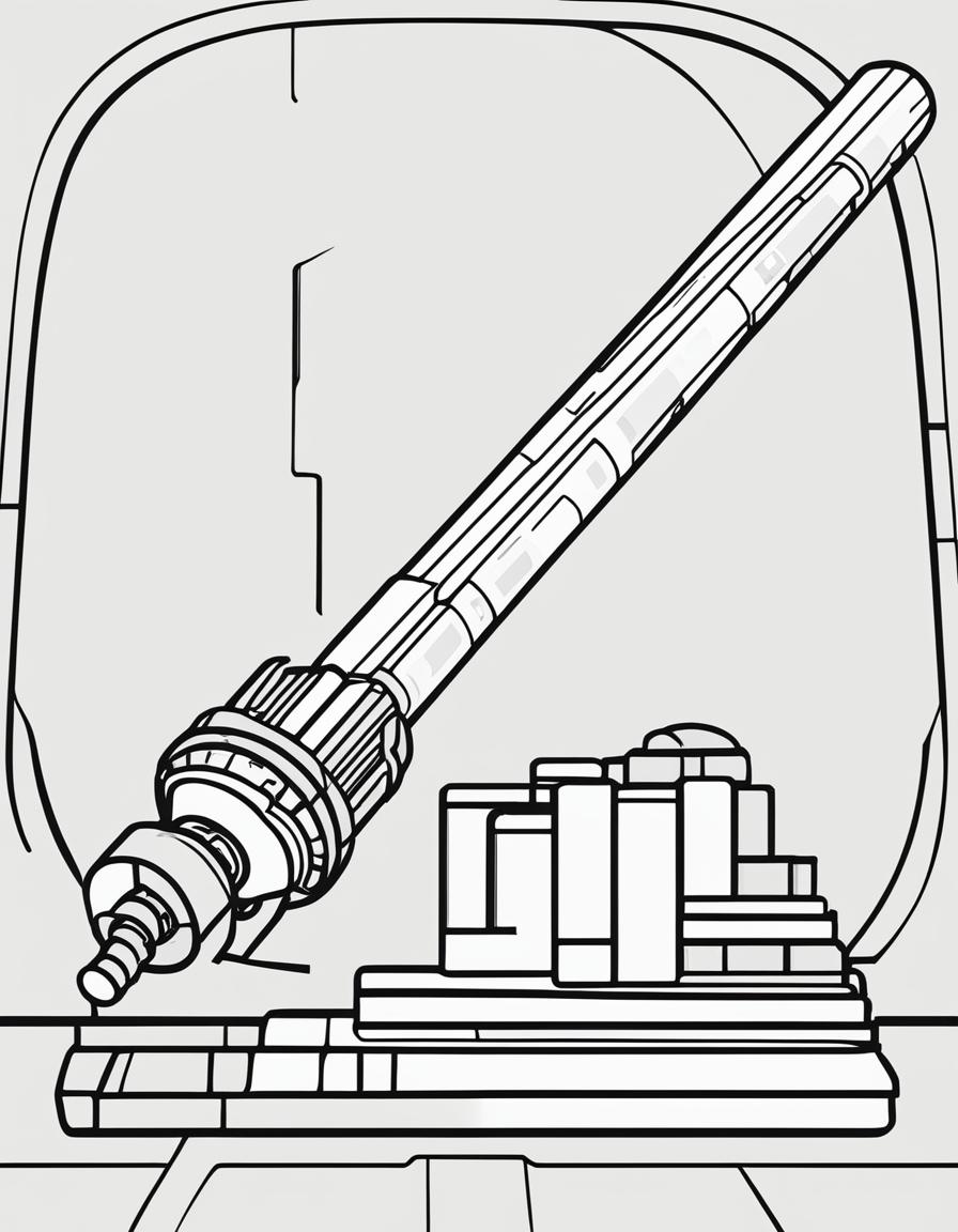 Minimalist Star Wars-themed coloring page featuring a lightsaber.