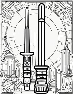 Minimalist Star Wars-themed coloring page featuring a lightsaber.