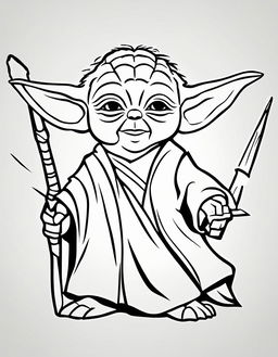 Minimalist Star Wars-themed coloring page featuring Yoda.