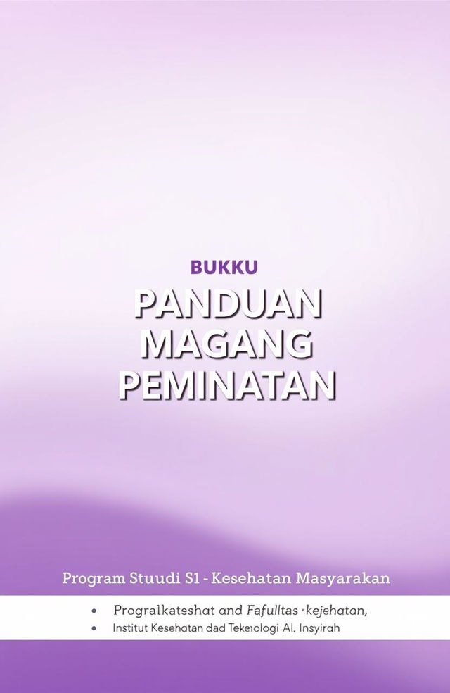 A modern and stylish book cover design for a guide on public health internship, featuring a soft and elegant purple background