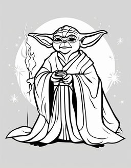 Minimalist Star Wars-themed coloring page featuring Yoda.