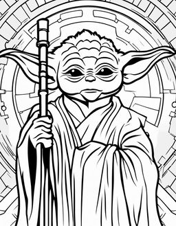 Minimalist Star Wars-themed coloring page featuring Yoda.