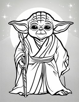 Minimalist Star Wars-themed coloring page featuring Yoda.