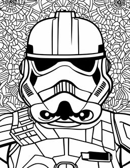 Minimalist Star Wars-themed coloring page featuring a Stormtrooper.