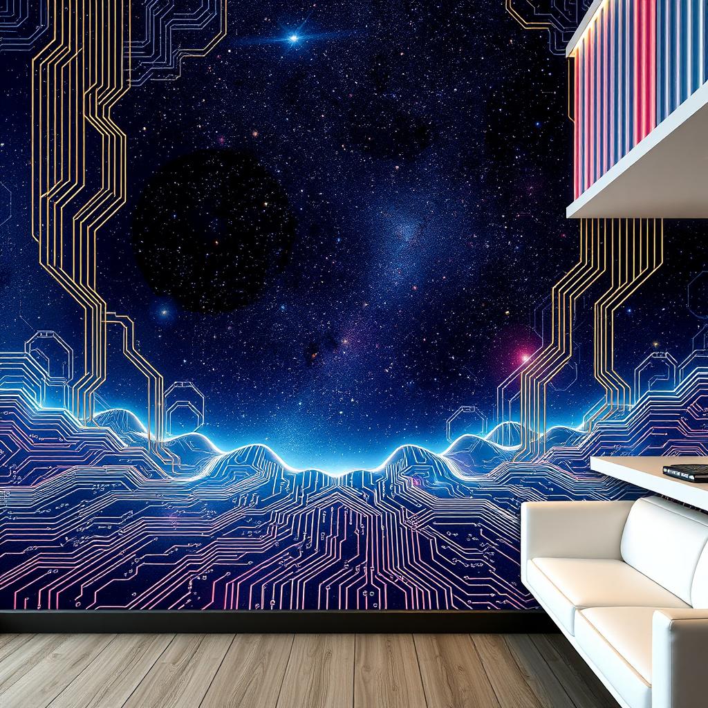 A mesmerizing custom wallpaper mural featuring a striking combination of 3D stereo abstract lines and geometric patterns