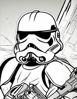 Minimalist Star Wars-themed coloring page featuring a Stormtrooper.