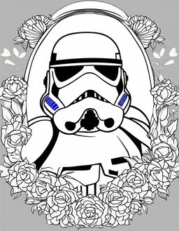 Minimalist Star Wars-themed coloring page featuring a Stormtrooper.