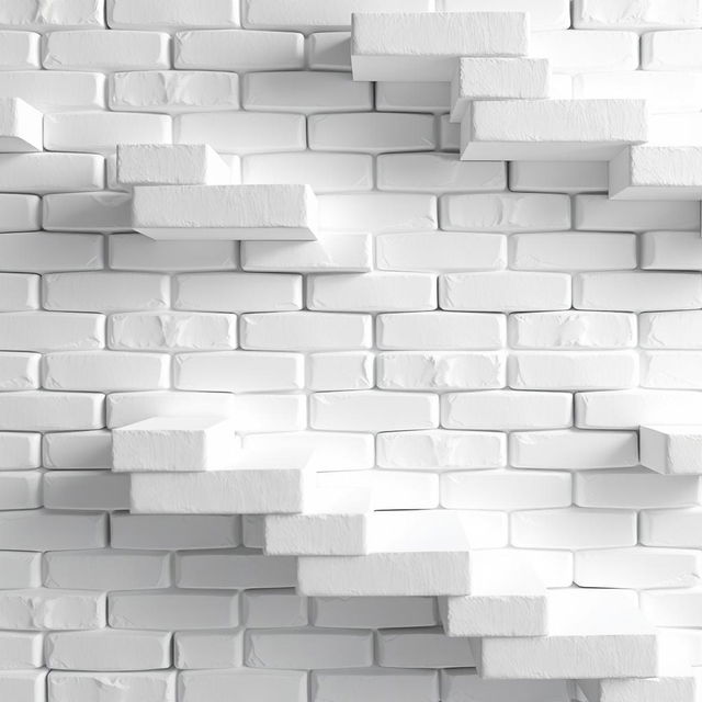 A visually striking 3D design featuring white bricks arranged in a futuristic pattern