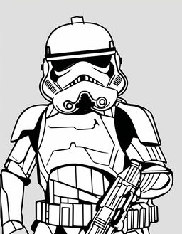 Minimalist Star Wars-themed coloring page featuring a Stormtrooper.