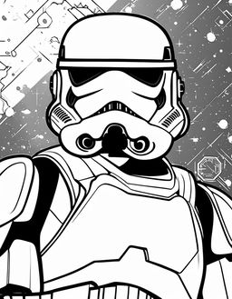 Minimalist Star Wars-themed coloring page featuring a Stormtrooper.