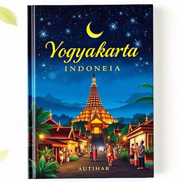 A captivating book cover featuring the night scene of Yogyakarta, Indonesia