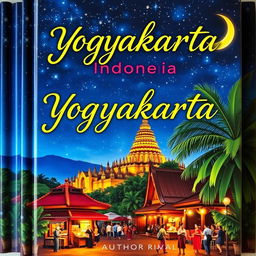 A captivating book cover featuring the night scene of Yogyakarta, Indonesia