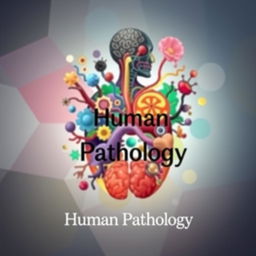 A visually striking image representing the concept of human pathology, featuring an abstract illustration that combines elements of anatomy and cellular structures, with vibrant and artistic representations of cells, tissues, and organs intertwining in a dynamic composition